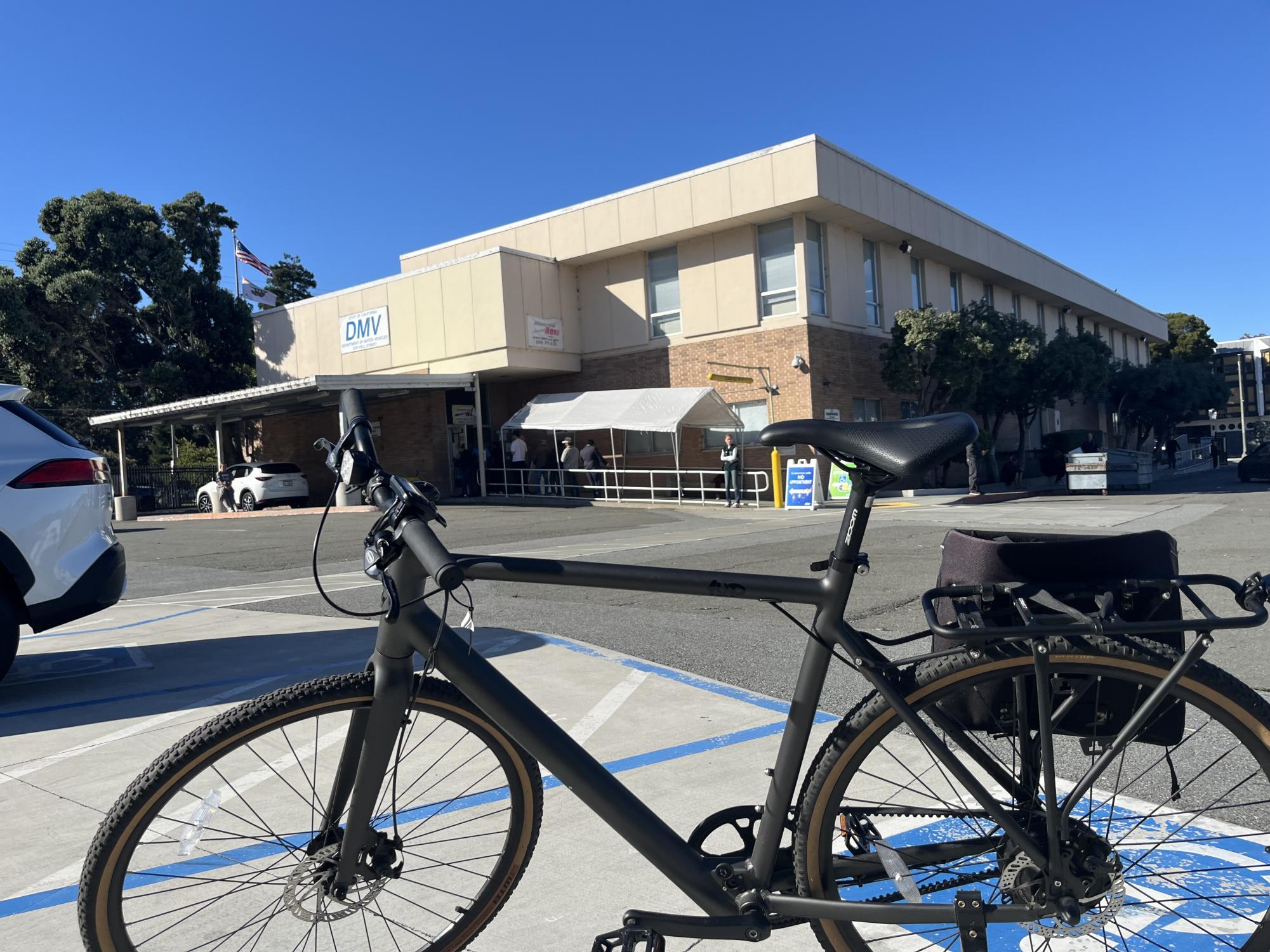 A bike in front of the San Francisco DMV on Oct. 30. Photo Credit: Kamu Chatterji.