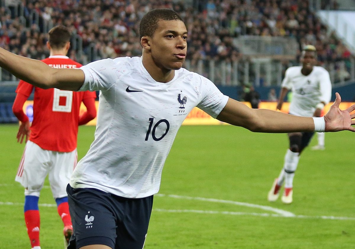 Mbappé celebrates a goal scored for the French national team. Photo credit: Кирилл Венедиктов (Kirill Venediktov).